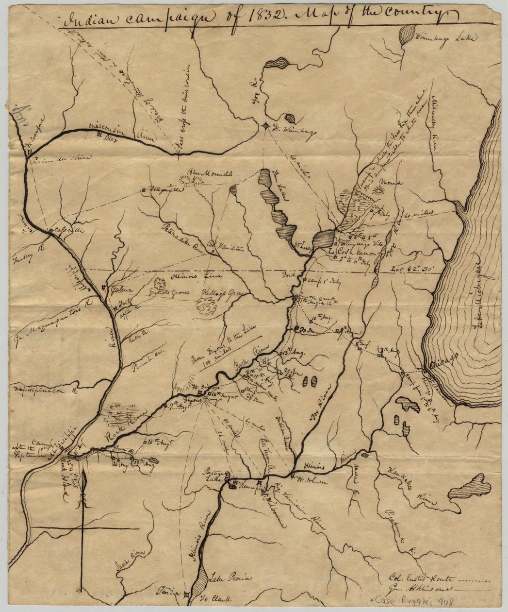 Indian Campaign of 1832: Map of the Country, 1832 af American School