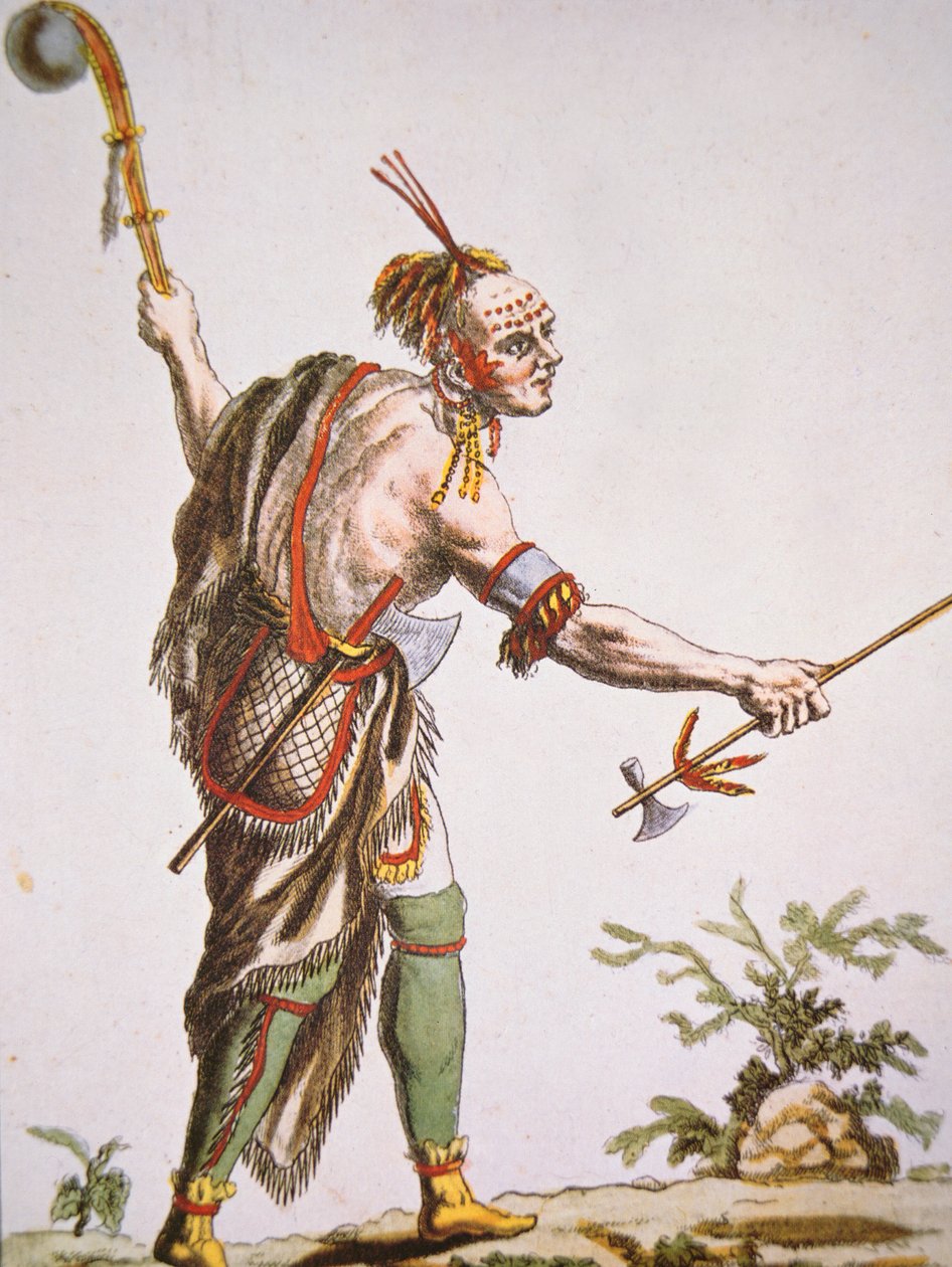 Iroquois kriger med boldhovedet kølle af American School