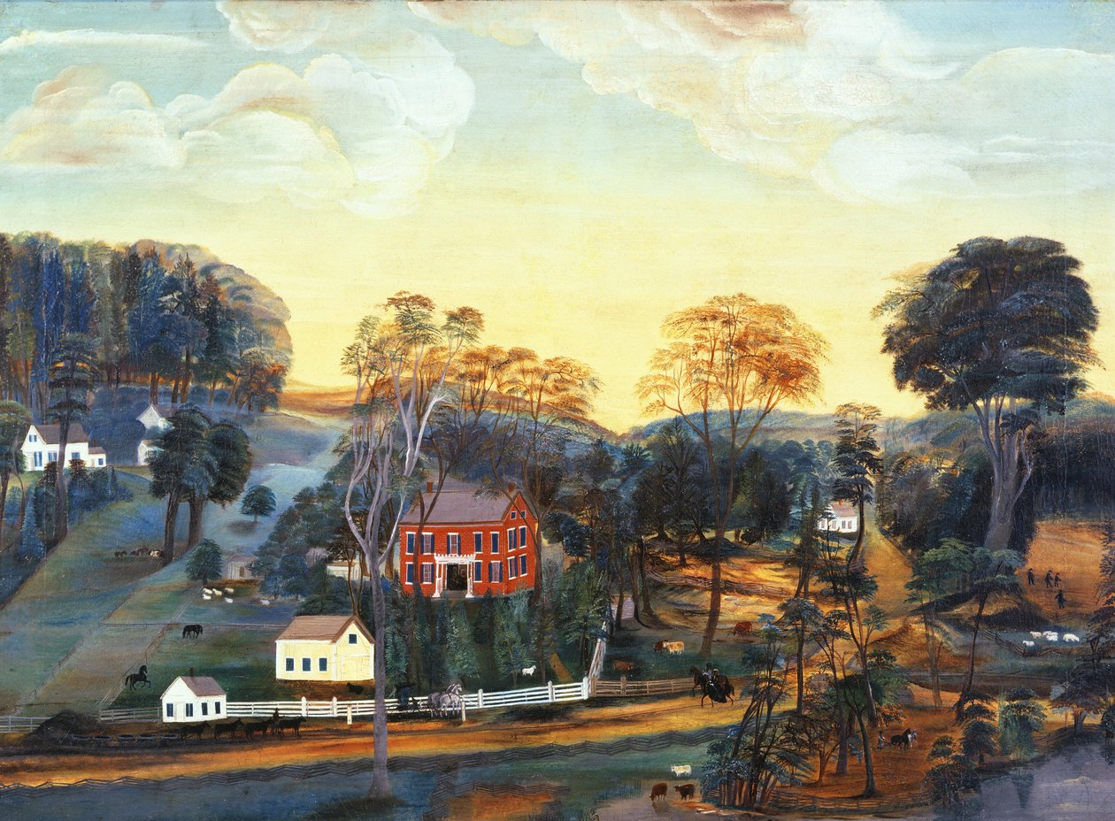 Isaac Powers Farm and Mine, ca. 1800 (olie på lærred) af American School