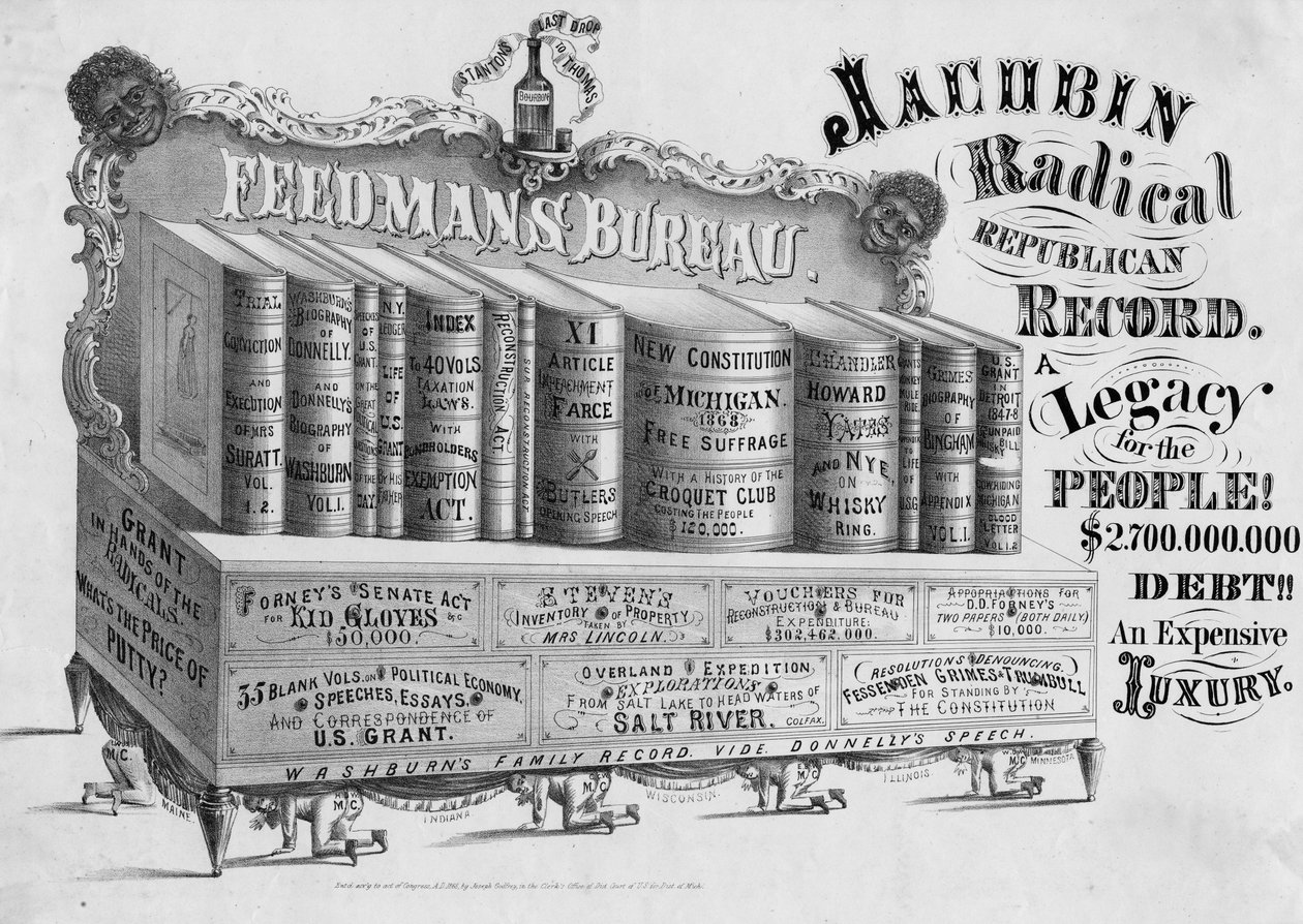 Jacobin Radical Republican Record: en arv for folket!: $2.700.000.000 gæld!!: en dyr luksus, udgivet af Joseph Godfrey, Michigan, 1868 af American School