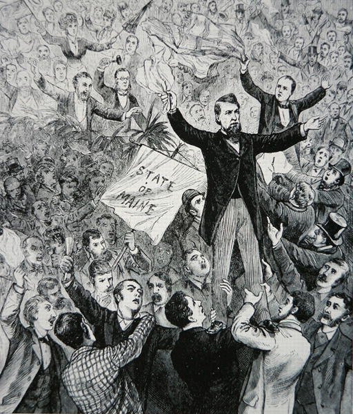 James G. Blaine (1830-93) (gravering) af American School