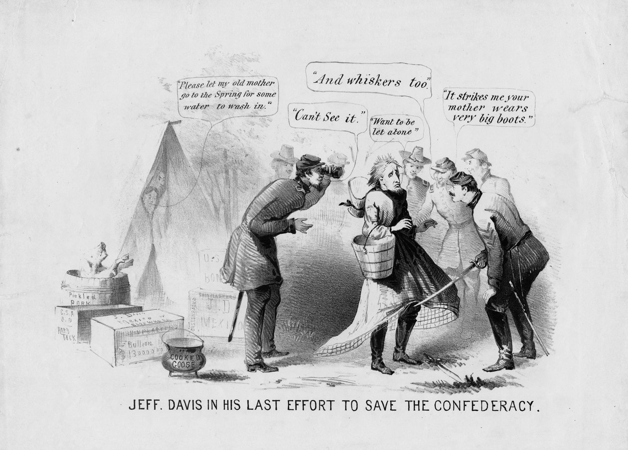Jeff Davis i sin sidste indsats for at redde konføderationen, ca. 1865 af American School