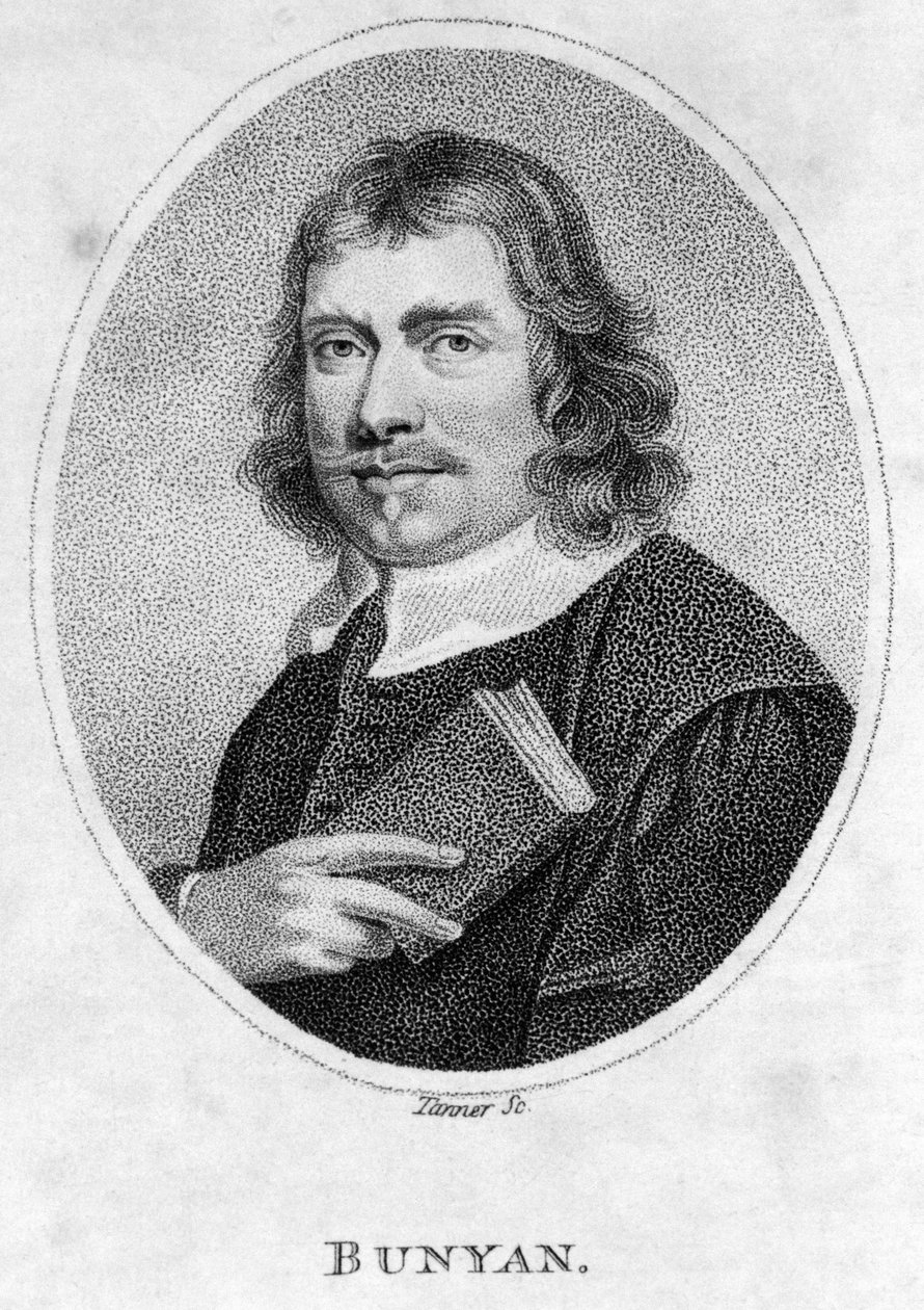 John Bunyan (1628-88) frontispice til Pilgrims Progress, 1805 af American School