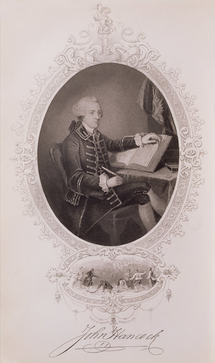 John Hancock (1737-93) fra The History of the United States, Vol. I, af Charles Mackay, graveret af J. Rogers af American School