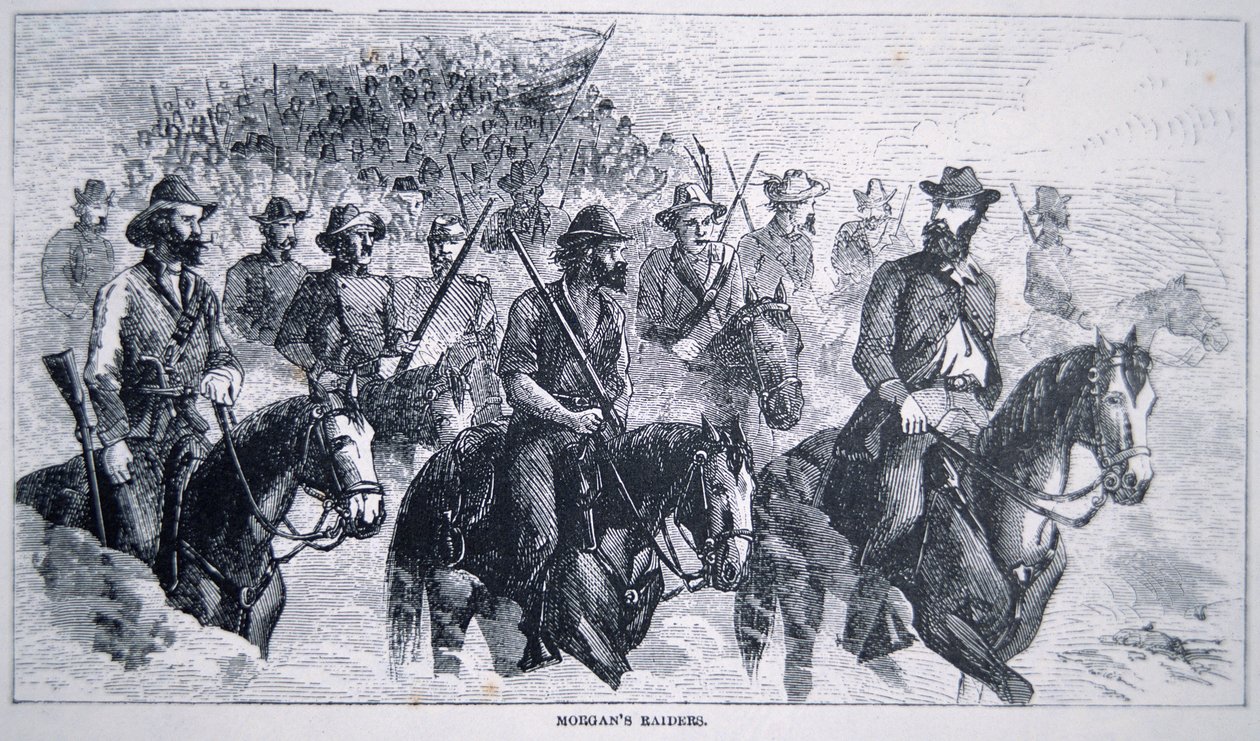 John Hunt Morgans (1825-64) Raiders (litho) af American School