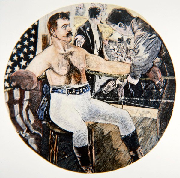 John L. Sullivan under sin kamp med James J. Corbett i New Orleans af American School