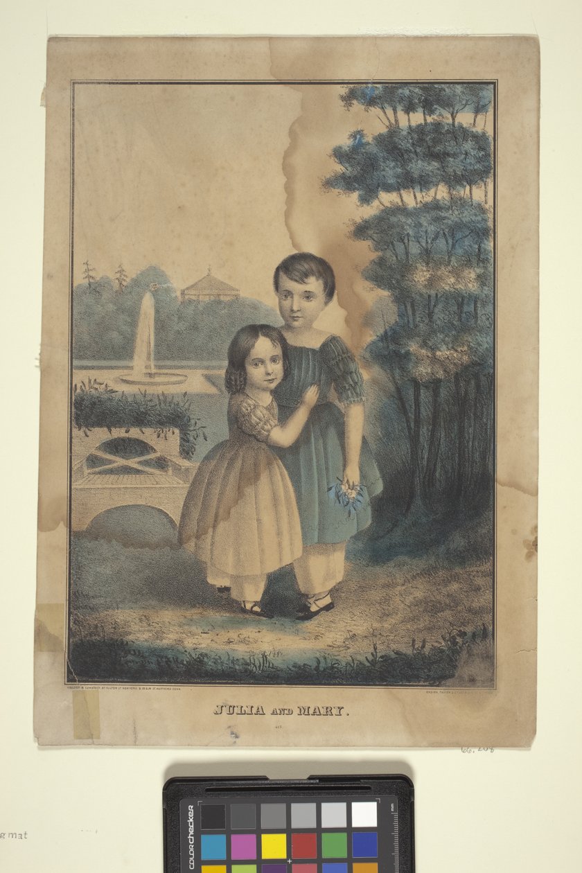 Julia And Mary (håndkoloreret litografi) af American School