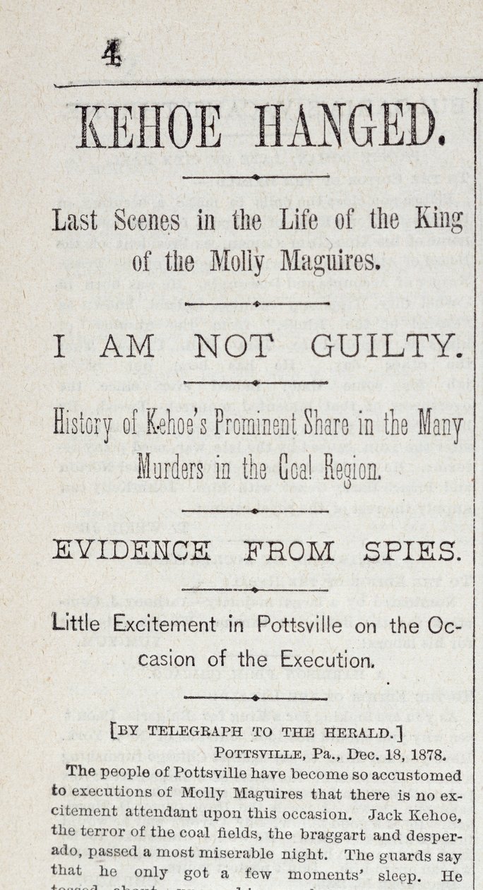 Kehoe Hanged, fra New York Herald, 19. december, 1878 af American School