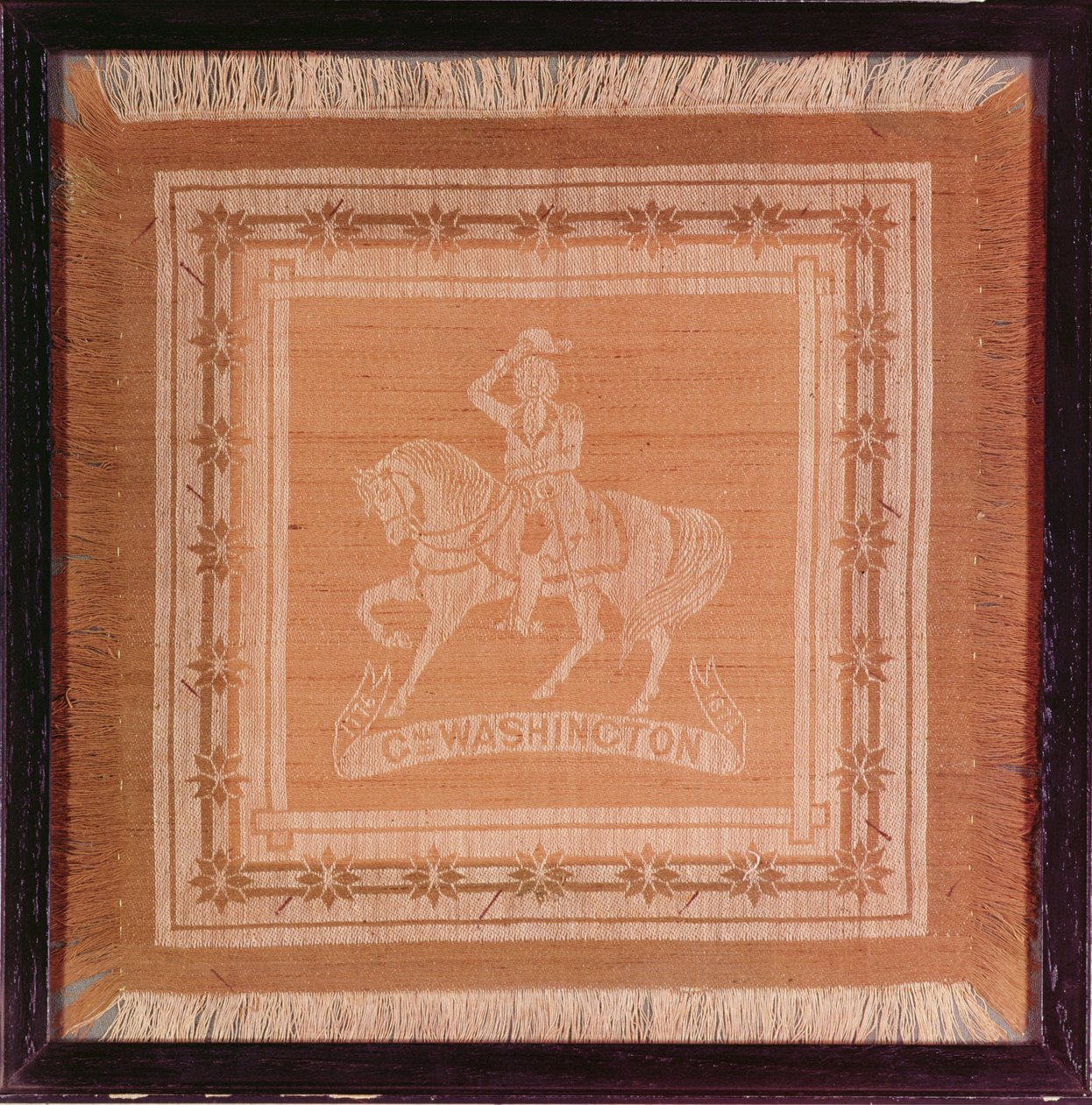Hovedtørklæde forestillende George Washington (1732-99) til hest, 1876 (silke og bomuld) af American School
