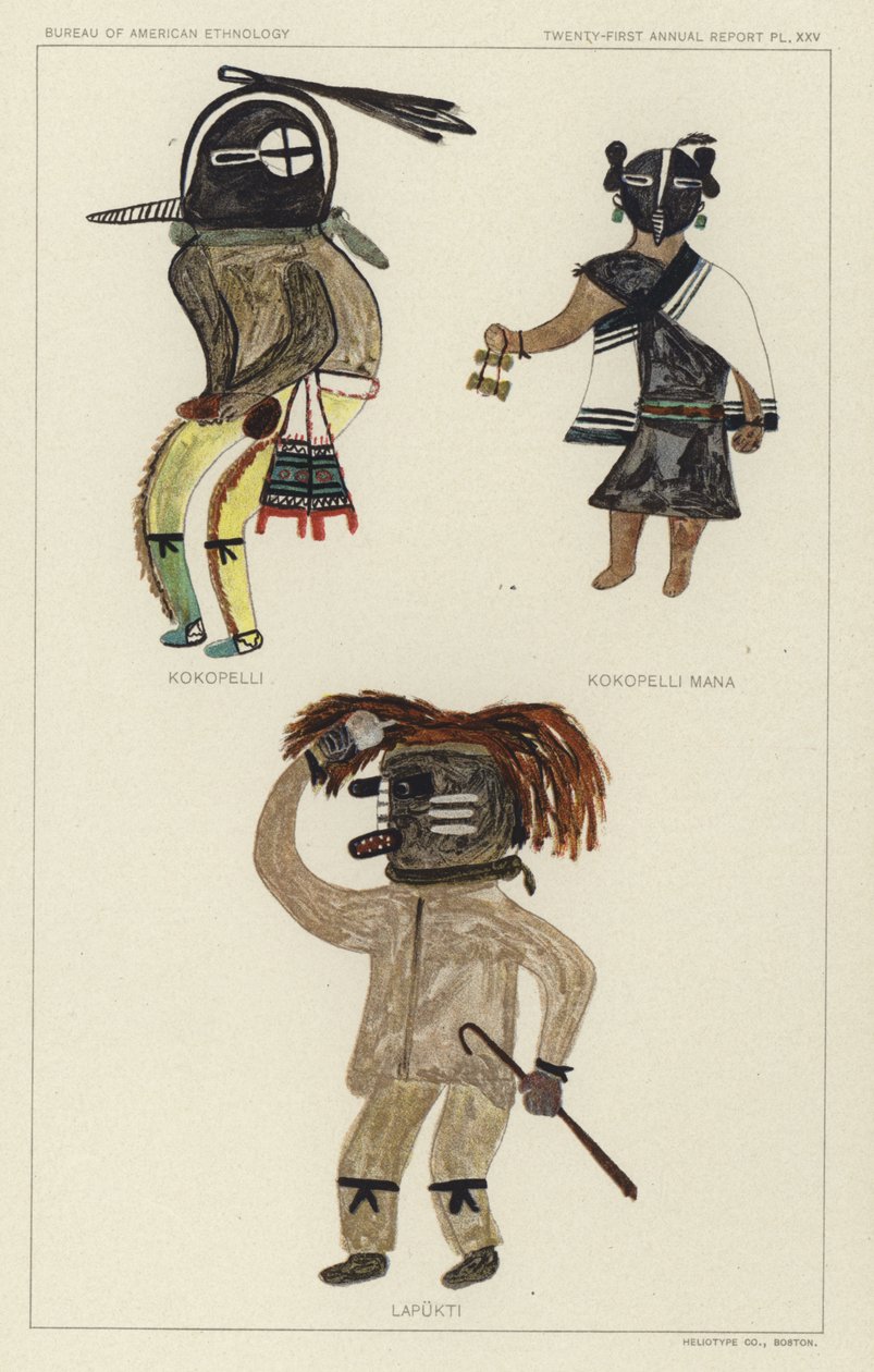 Kokopelli, Kokopelli Mana, Lapukti (farvelitografi) af American School