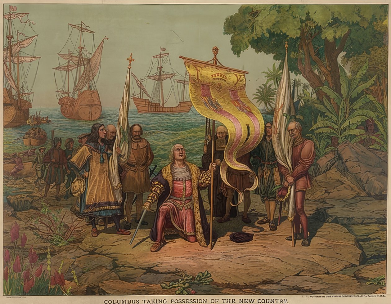 Columbus lander på øen San Salvador den 12. oktober 1492. 1893 af American School