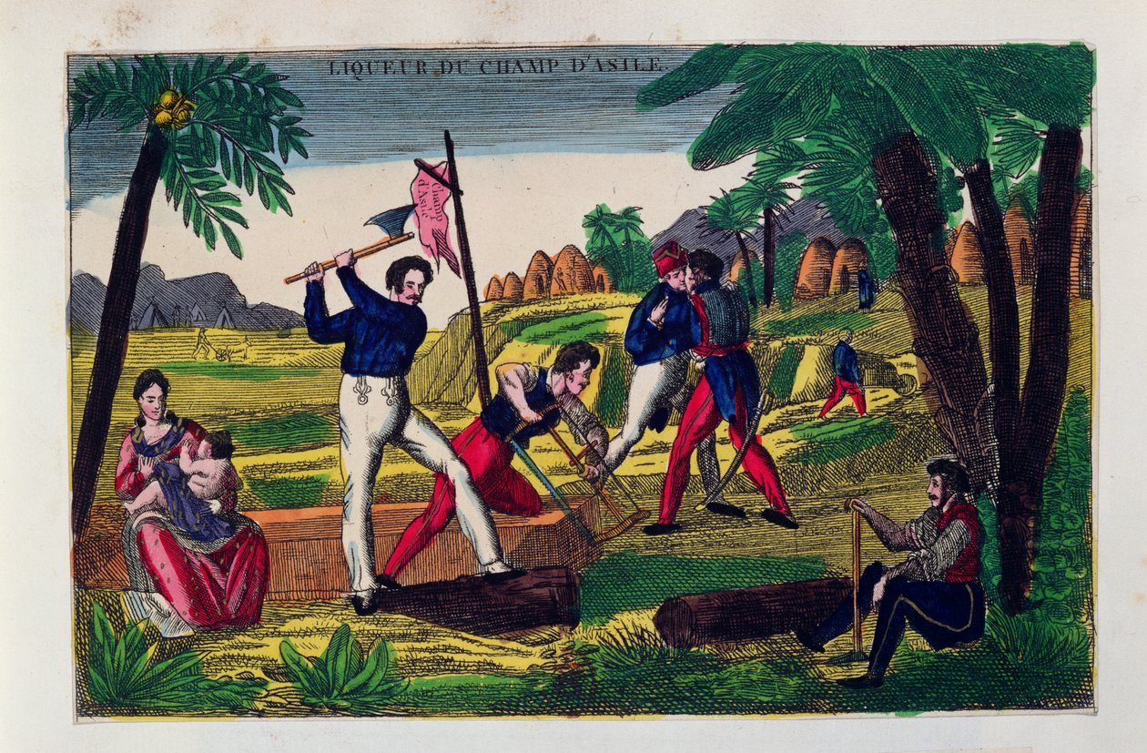 Etiket til Champ dAsile spiritus, ca. 1830 af American School