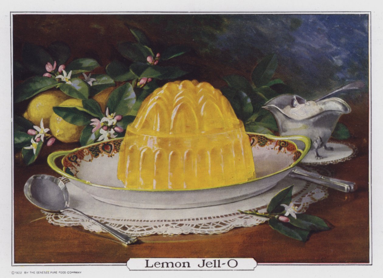 Lemon Jell-O, reklame produceret for Genesee Pure Food Company, Le Roy, New York, USA (farvelitografi) af American School