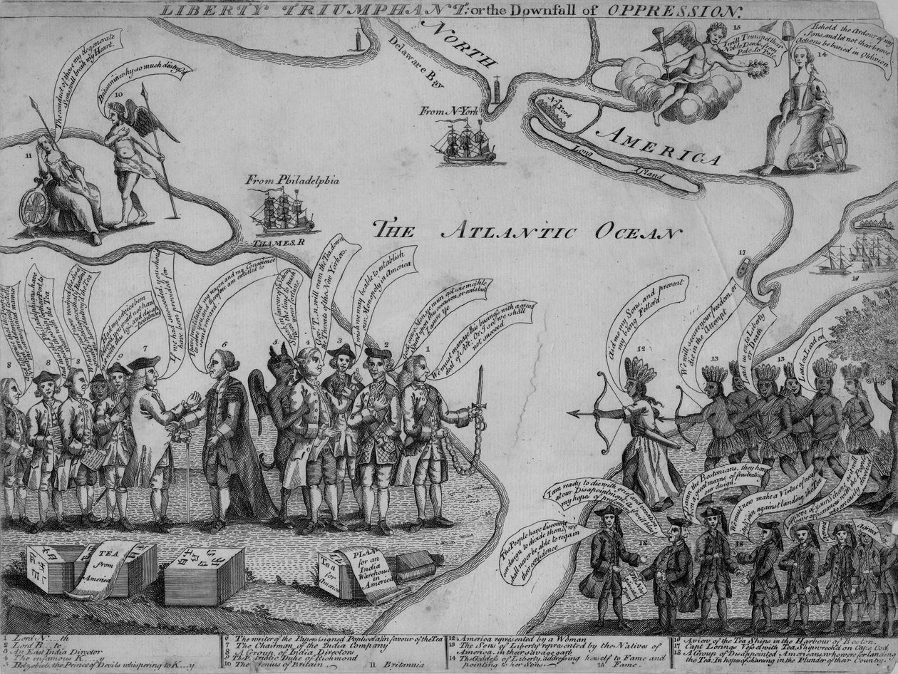 Liberty Triumphant, or the Downfall of Underpression, 1773 af American School