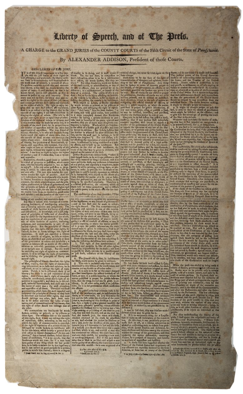 Ytrings- og pressefrihed, januar 1799 af American School