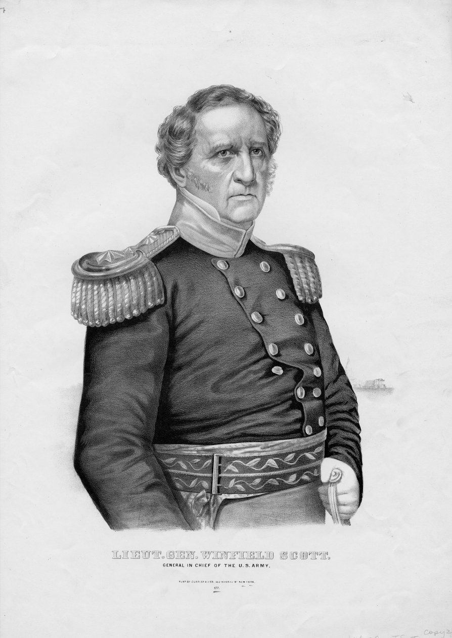 Løjt. Gen. Winfield Scott, chefgeneral for den amerikanske hær, pub. af Currier & Ives, ca. 1860 af American School