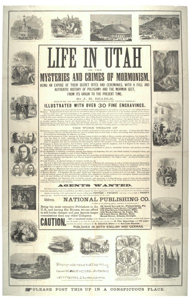 Livet i Utah eller mormonismens mysterier og forbrydelser; være en afsløring af deres hemmelige ritualer og ceremonier, ca. 1870 af American School
