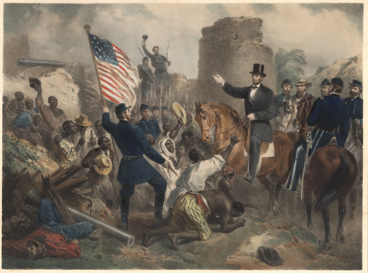 Lincoln i City Point, pub. 1865 af American School