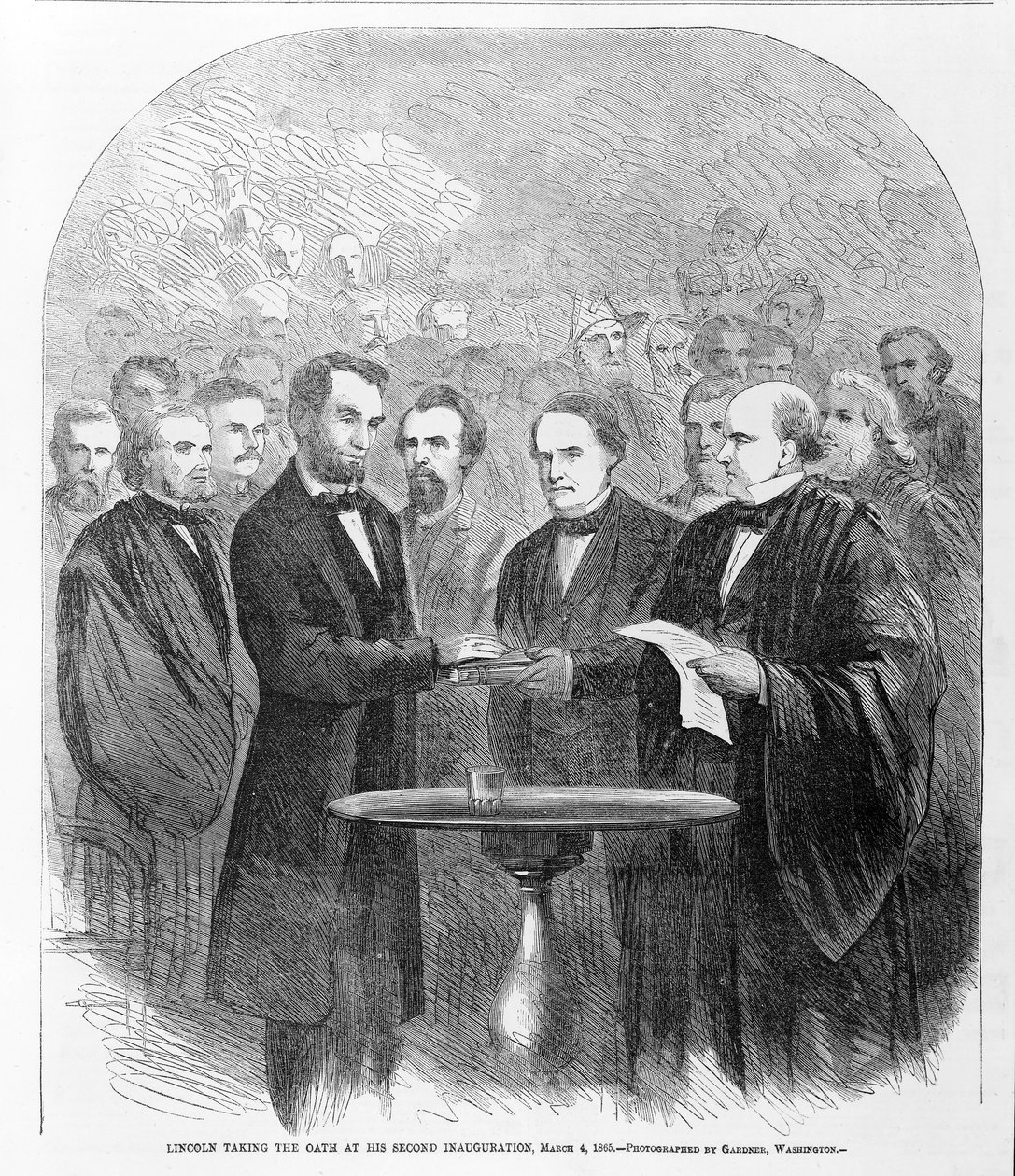 Lincoln aflagde ed ved sin anden indvielse, 4. marts 1865, offentliggjort 1865 af American School