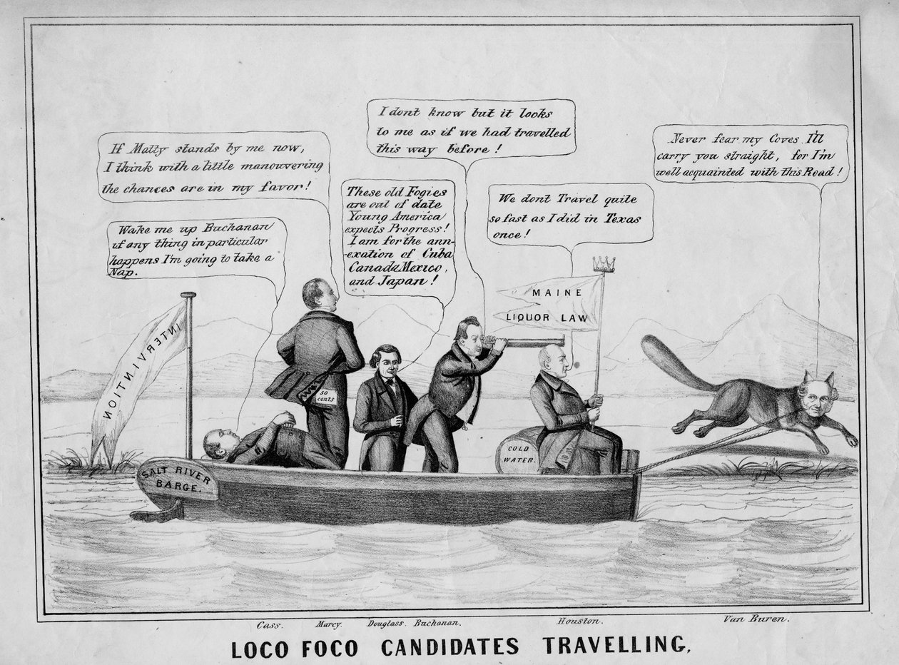 Loco Foco-kandidater, der rejser på kanalsystemet, udgivet af J Childs, New York, ca. 1848 af American School
