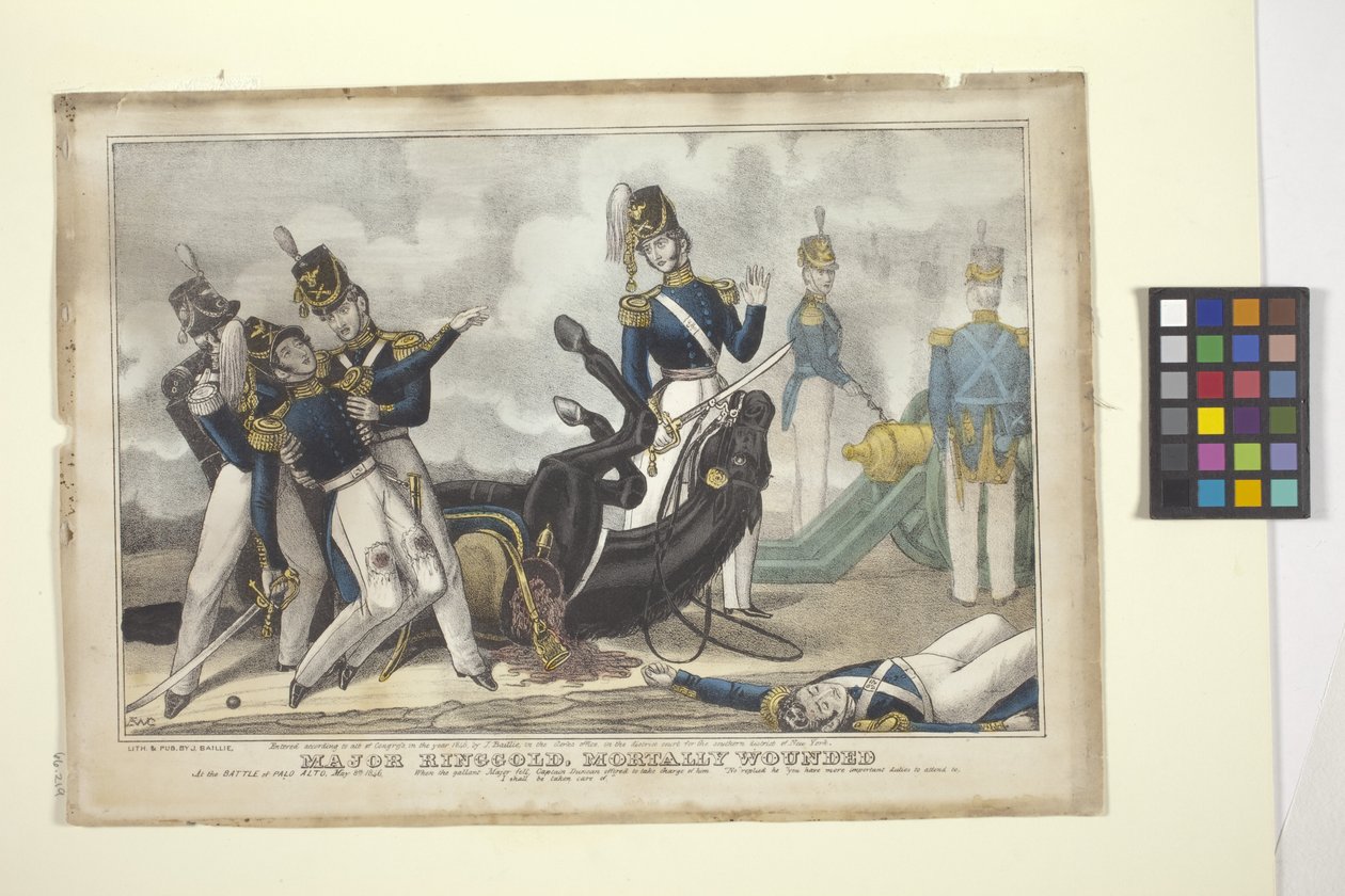Major Ringgold, dødeligt såret (håndkoloreret litografi) af American School