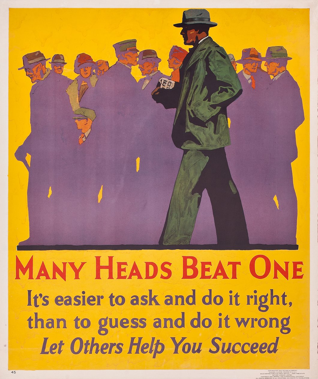 Mange hoveder slår en; en arbejdsincitamentsplakat fra 1929 af American School