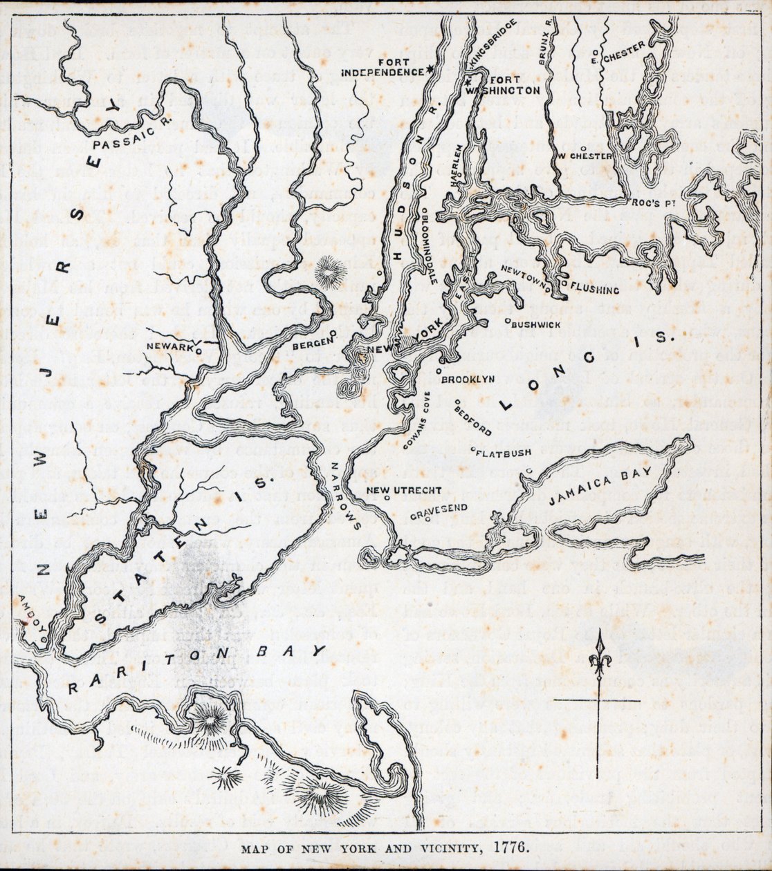 Kort over New York og omegn (litho) af American School