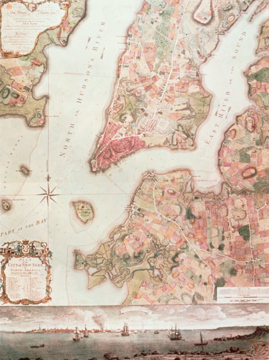Kort over New York i 1766-67 (akvarel på papir) af American School