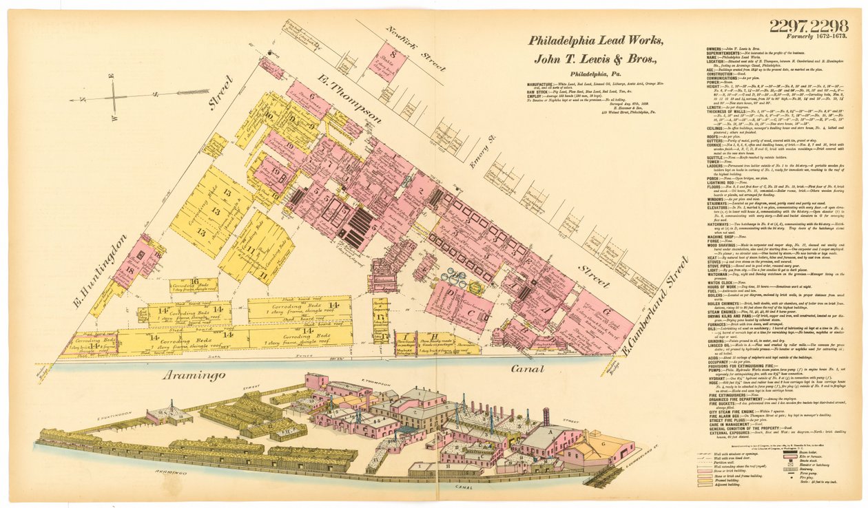 Kort over Philadelphia Lead Works, 1889 af American School