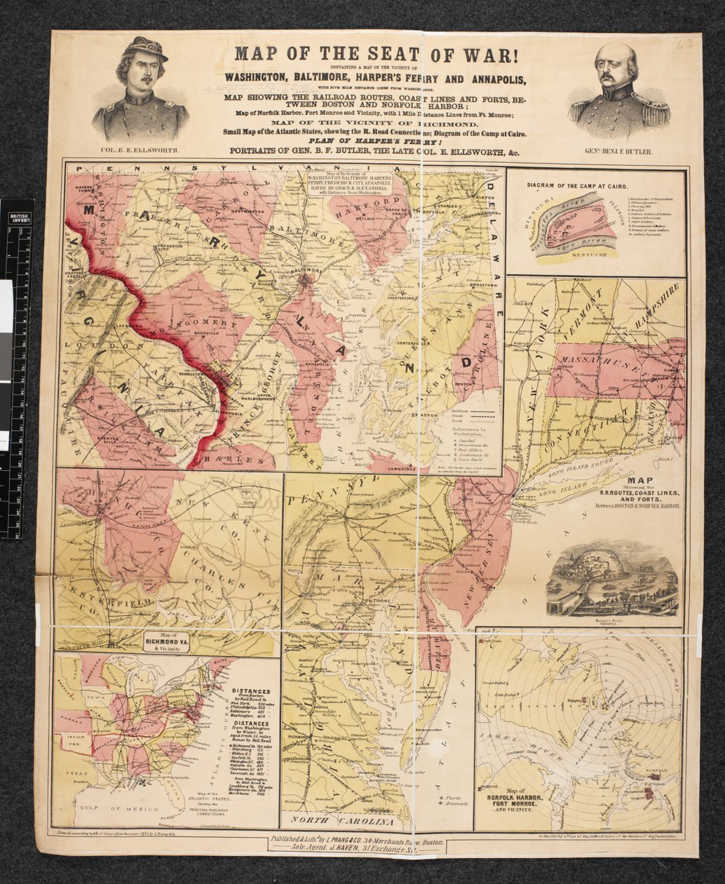 Kort over krigssædet. Indeholder et kort over nærheden af Washington, Baltimore, Harper