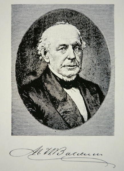 Matthias William Baldwin (1795-1866), grundlægger af Baldwin Locomotive Works i 1831 (litografi) af American School