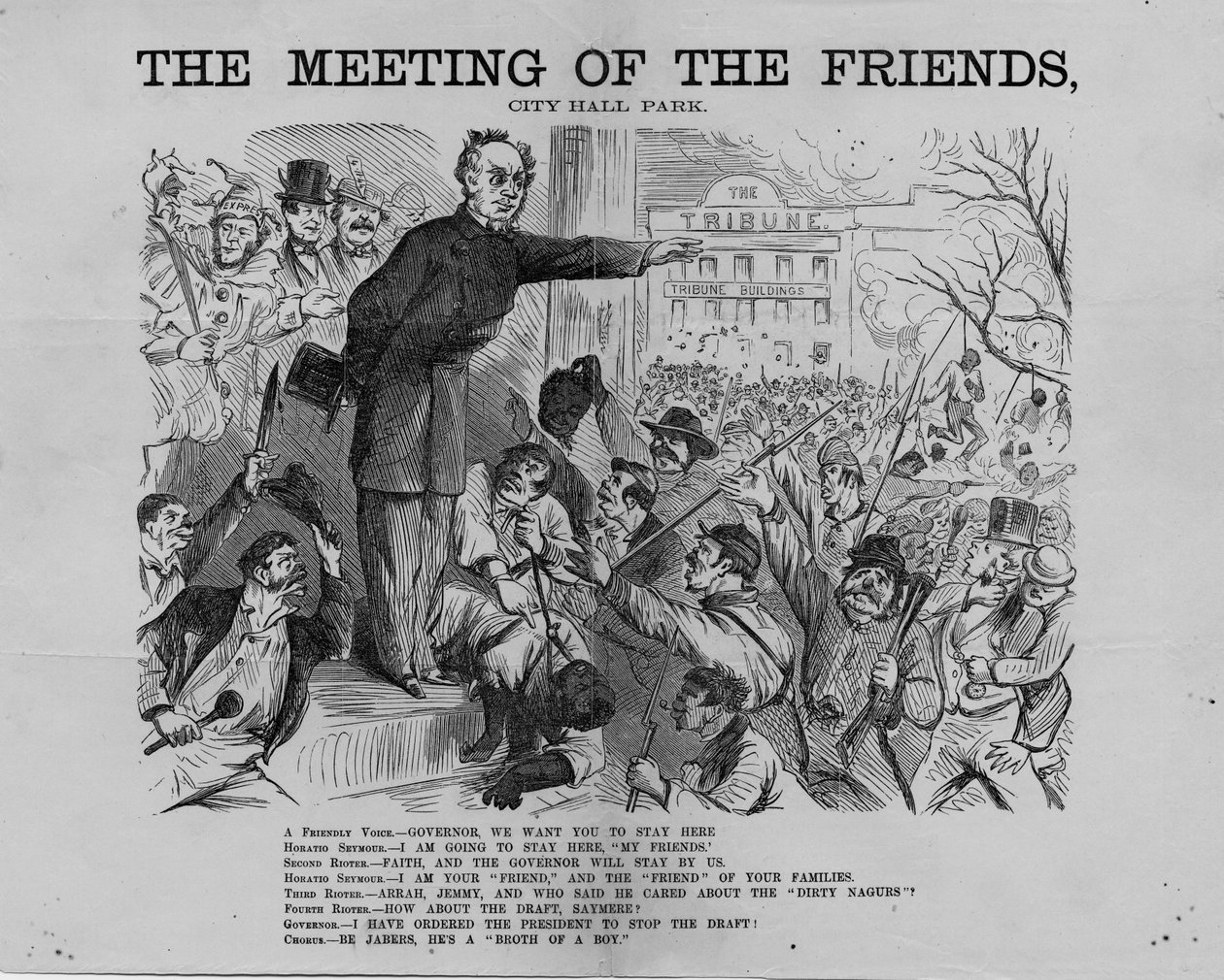 Vennernes møde, City Hall Park, udgivet af H.L. Stephens, New York, ca. 1863 af American School