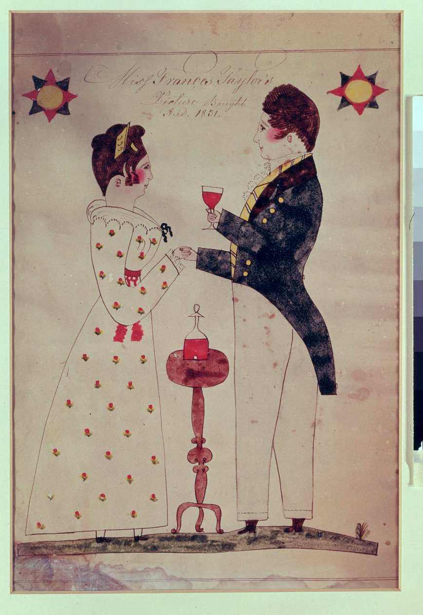 Miss Francis Taylor og forlovede, 1831 (wc på papir) af American School