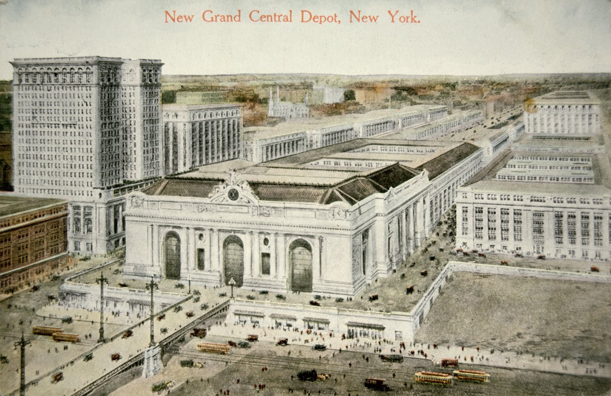 New Grand Central Depot, New York, ca. 1905 (farve litho) af American School