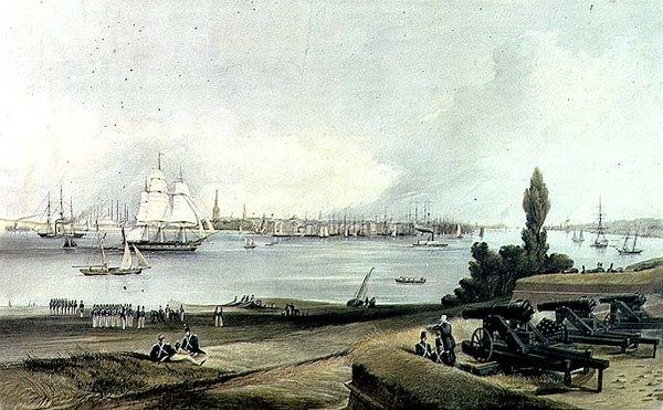 New York fra den nordvestlige vinkel af Fort Columbus af American School