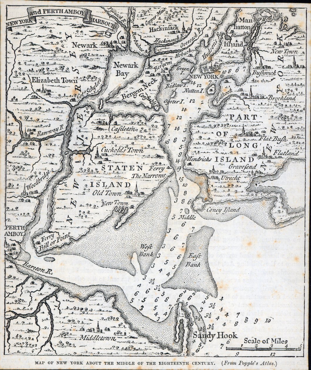 New York i midten af det 18. århundrede (litho) af American School