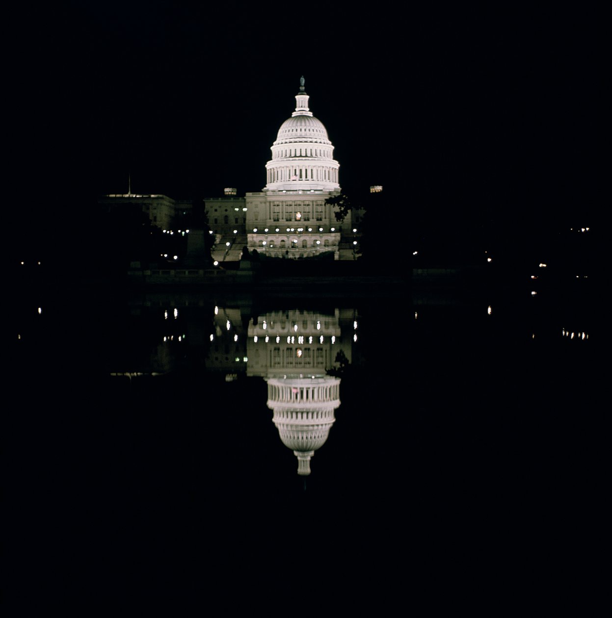 Natteudsigt over Capitol, 1793-1830 af American School