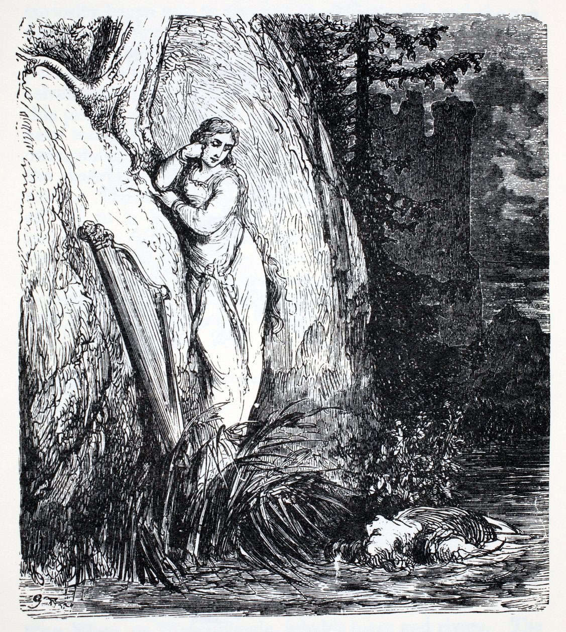 Nixes, fra The World Guide to Gnomes, Fairies, Elves and Other Little People af Thomas Keightley (1789-1872) Udgivet 1880, (BW Engraving) af American School