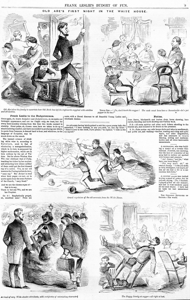 Old Abes første nat i Det Hvide Hus, ca. 1860 af American School