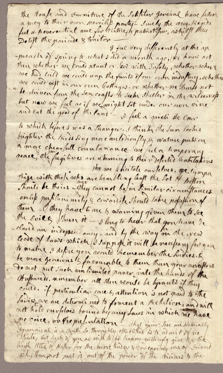 Side 2, Brev fra Abigail Adams til John Adams, 31. marts - 5. april 1776 af American School
