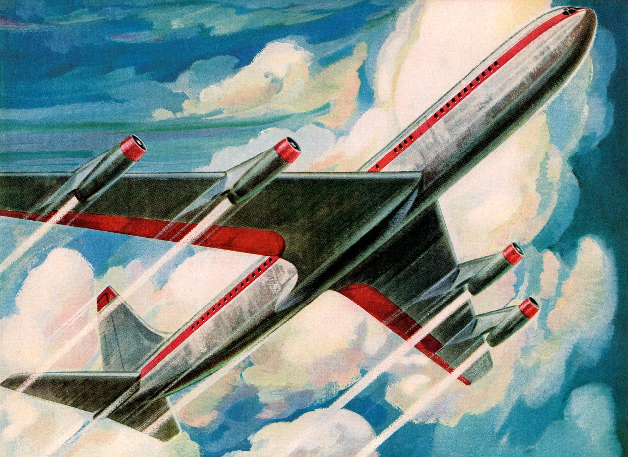 Passagerfly på vej op i himlen af American School