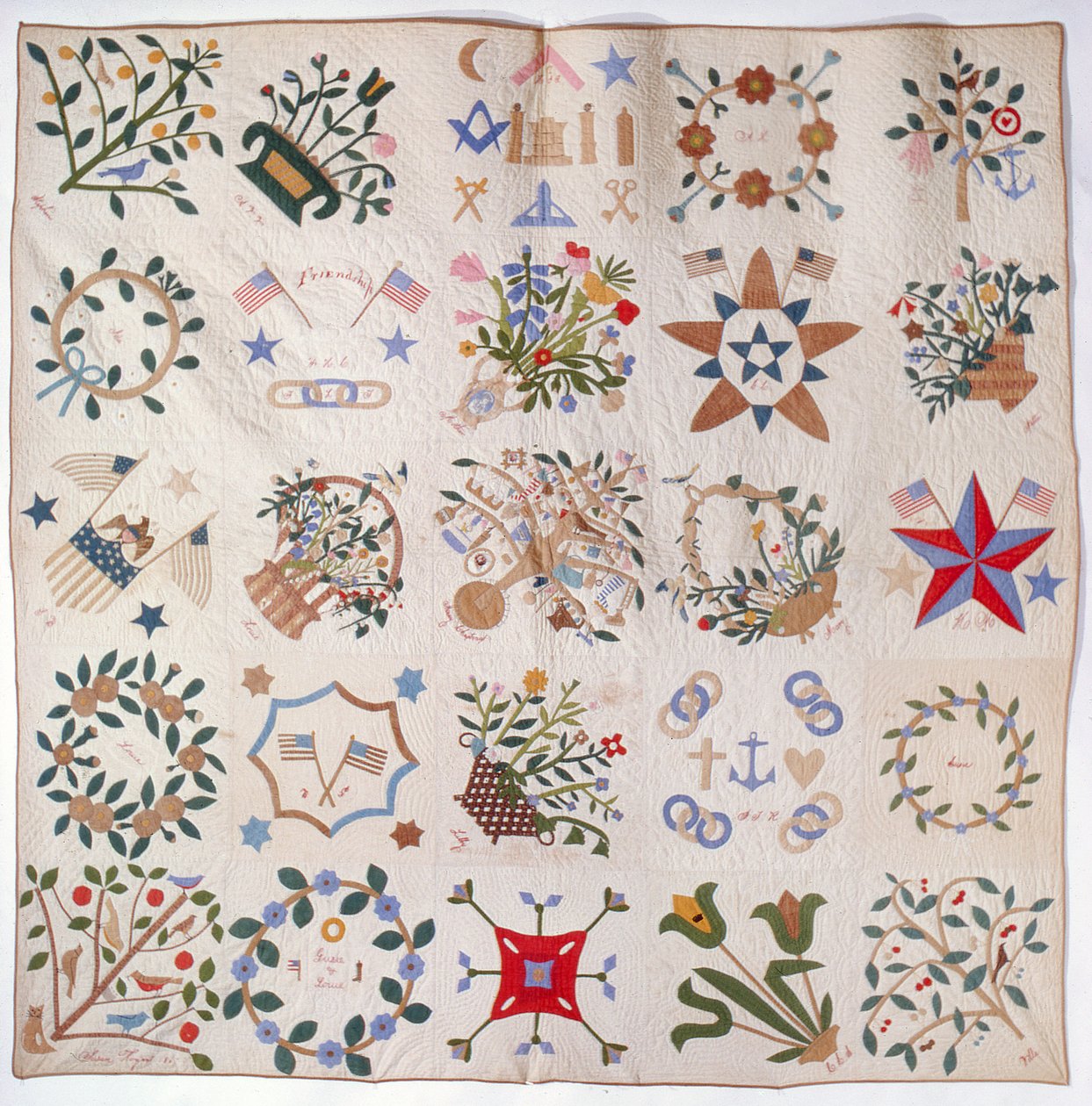 Patriot and Flower quilt, ca. 1860 (bomuld) af American School