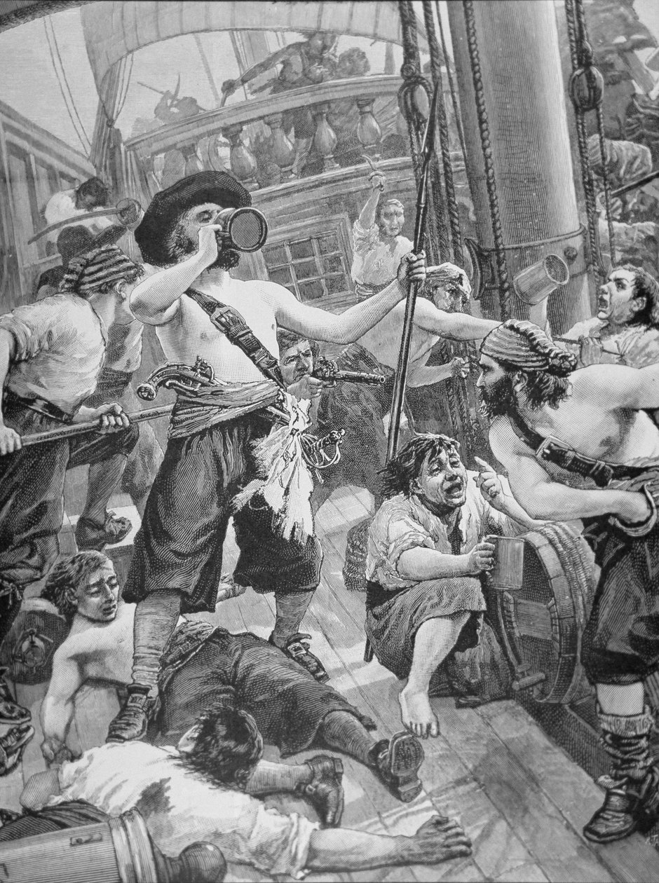 Pirater, der fanger et skib (gravering) af American School