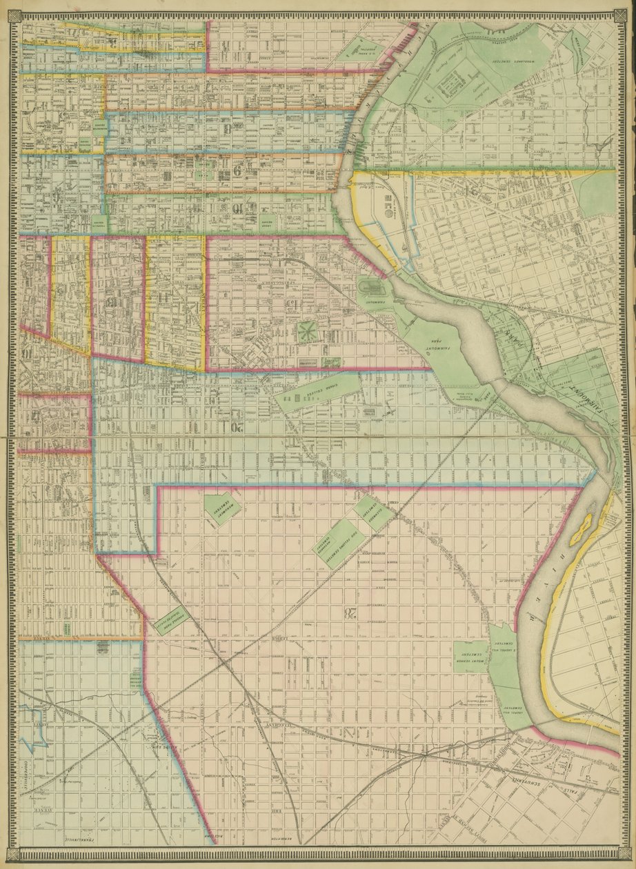 Tavle 5, kort over hele den inkorporerede by Philadelphia, 1867 af American School