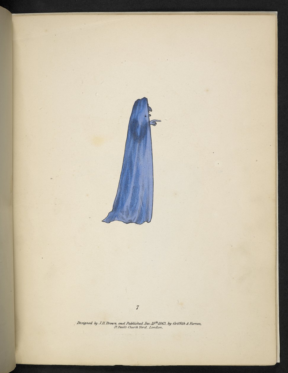 Plade 7. Et spøgelse i blåt.  Spectropia; eller overraskende spektrale illusioner, der viser spøgelser overalt og af enhver farve osv. ser. 1.  J.H. Brun  1864 af American School