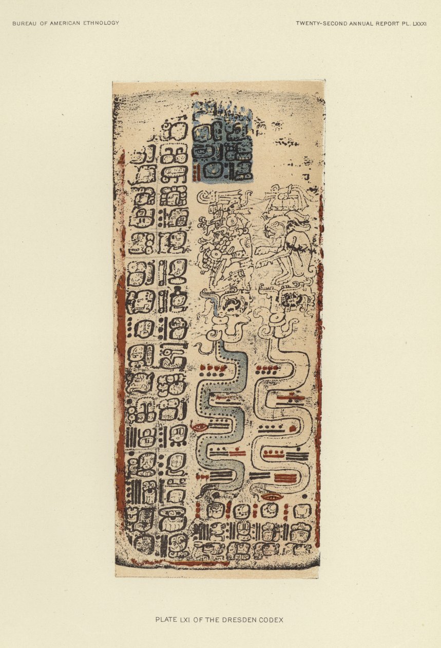Planche LXI i Dresden-kodekset (farvelitografi) af American School