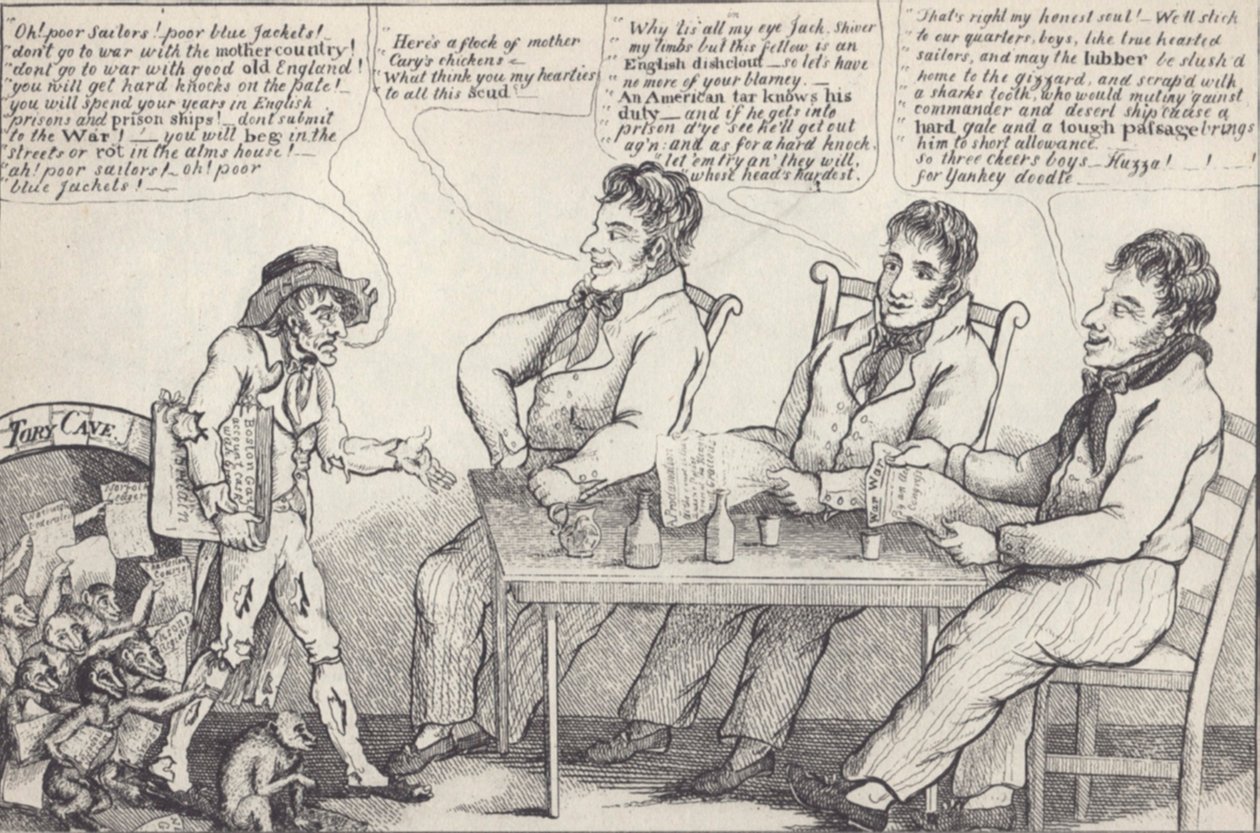Politisk tegneserie på tærsklen til krigen i 1812, ca. 1812 (litho) af American School