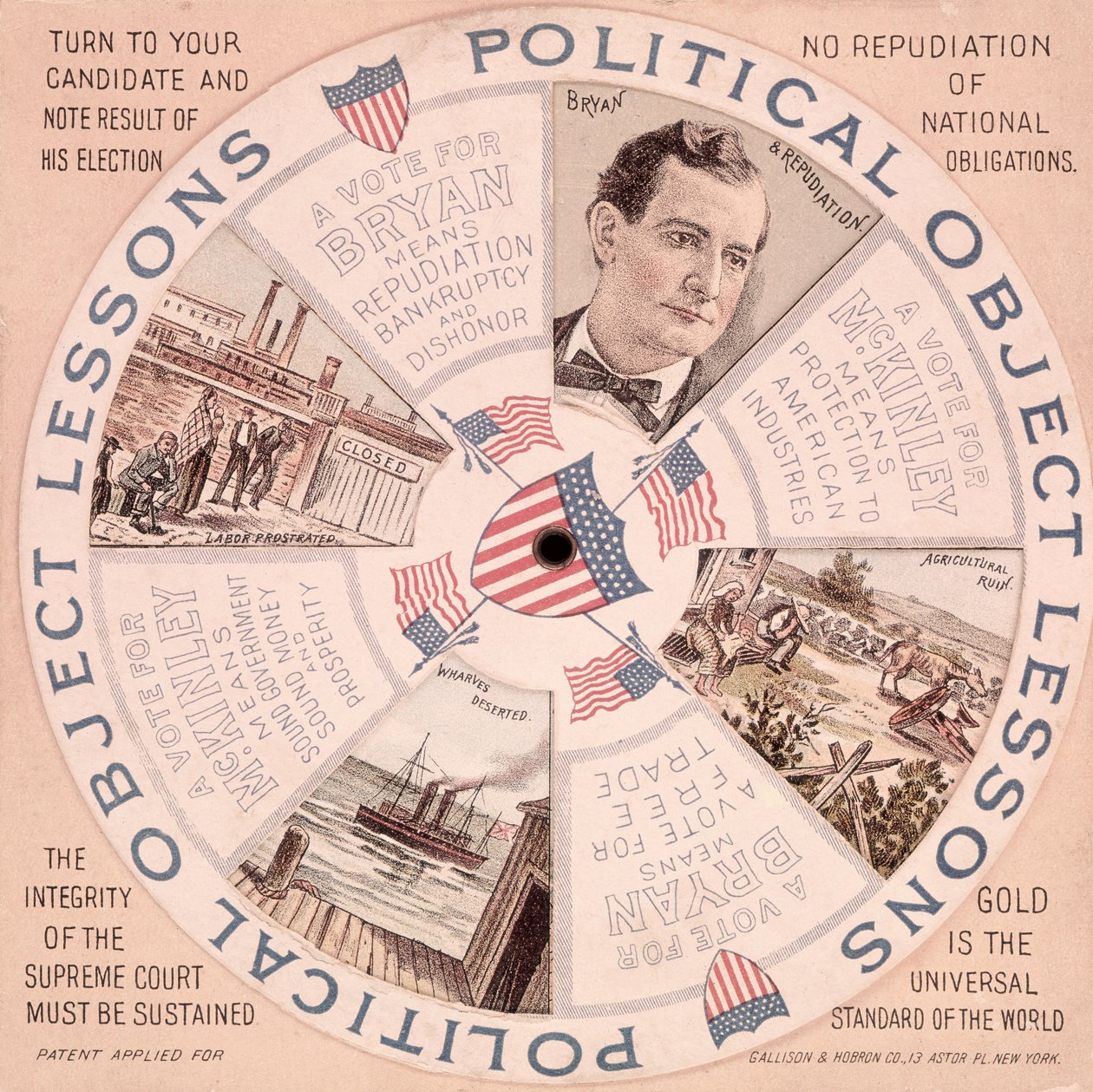 Political Object Lessons, Amerikansk præsidentkampagneplakat for William McKinley (1843-1901) ca. 1897 af American School