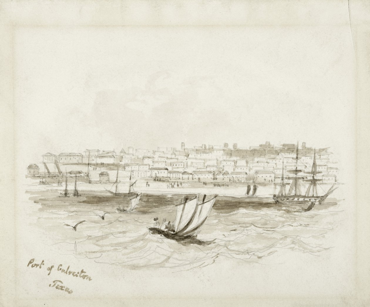 Port of Galveston, Texas, slutningen af 1800-tallet (blæk på vævet papir) af American School
