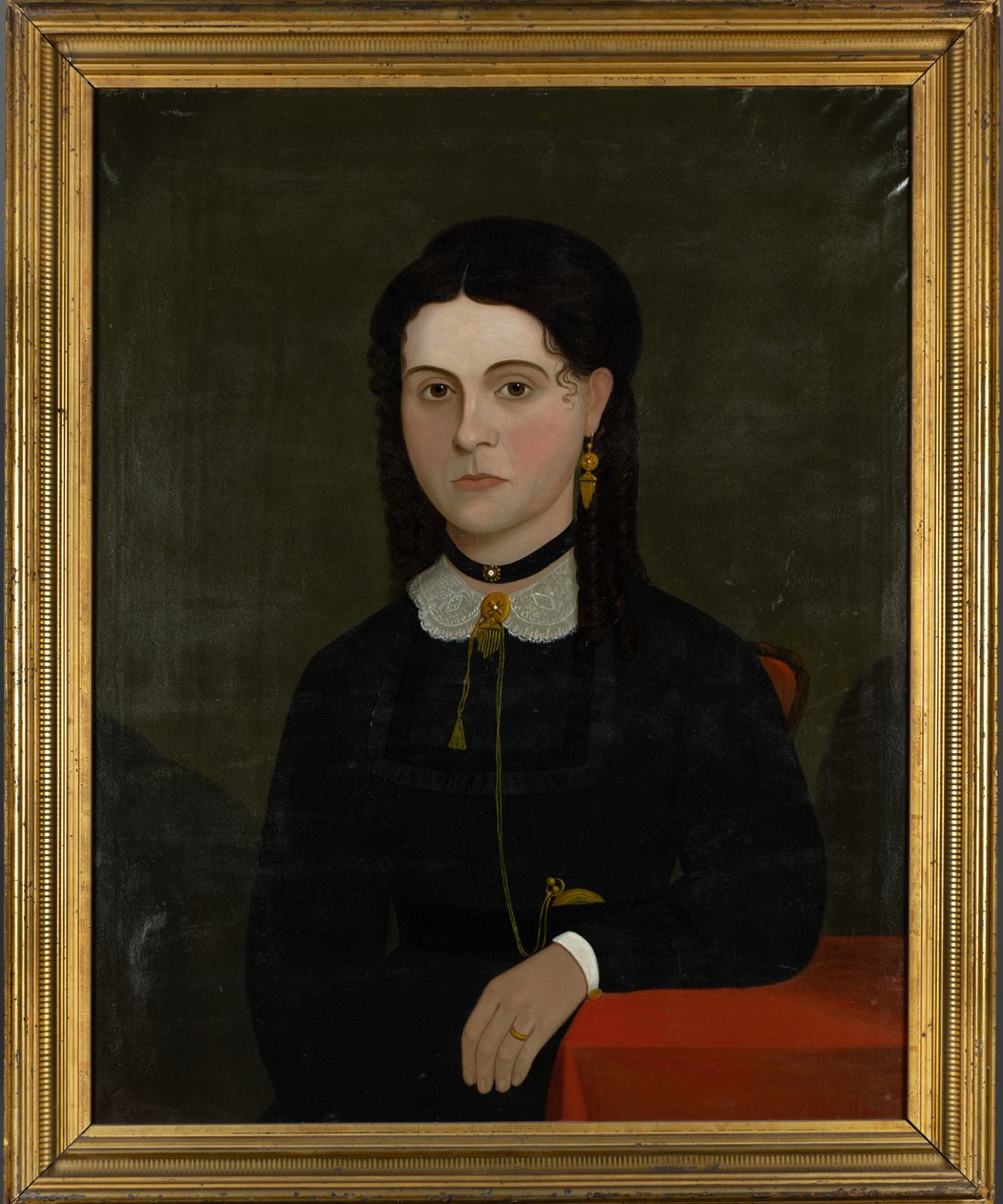 Portræt af Elizabeth Laverton Winn (f.1833) 1853-60 (olie på lærred) (se 199361 for par) af American School